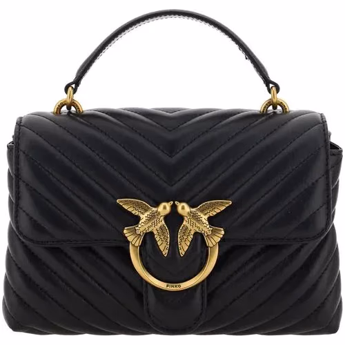 PINKO Black Calf Leather Bos Taurus Handbag