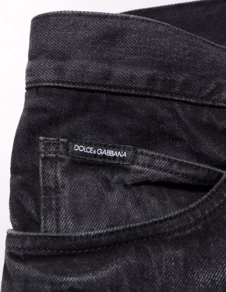 Dolce & Gabbana Black Washed Cotton Skinny Men Denim Jeans