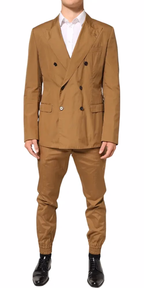 Dolce & Gabbana Brown TAORMINA Double-Breasted 2 Piece Suit