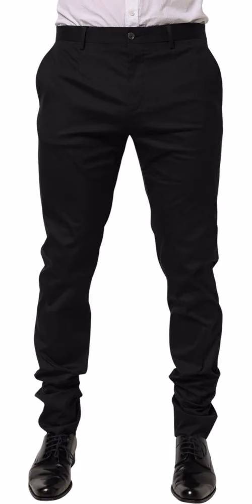 Dolce & Gabbana Black Cotton Formal Dress Men Trouser Pants