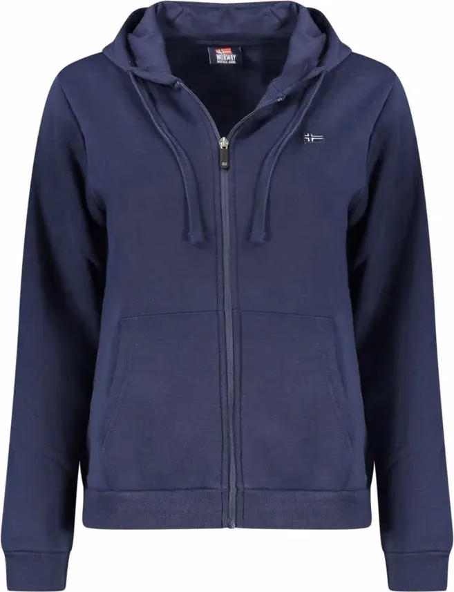 Norway 1963 Blue Cotton Women Sweatshirt with Hood and Zip