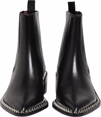 Black Studded Chelsea Short Ankle Boots Shoes