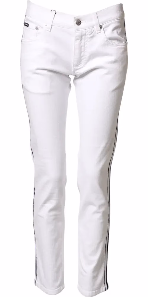 Dolce & Gabbana White Cotton Stretch Skinny Men Denim Jeans