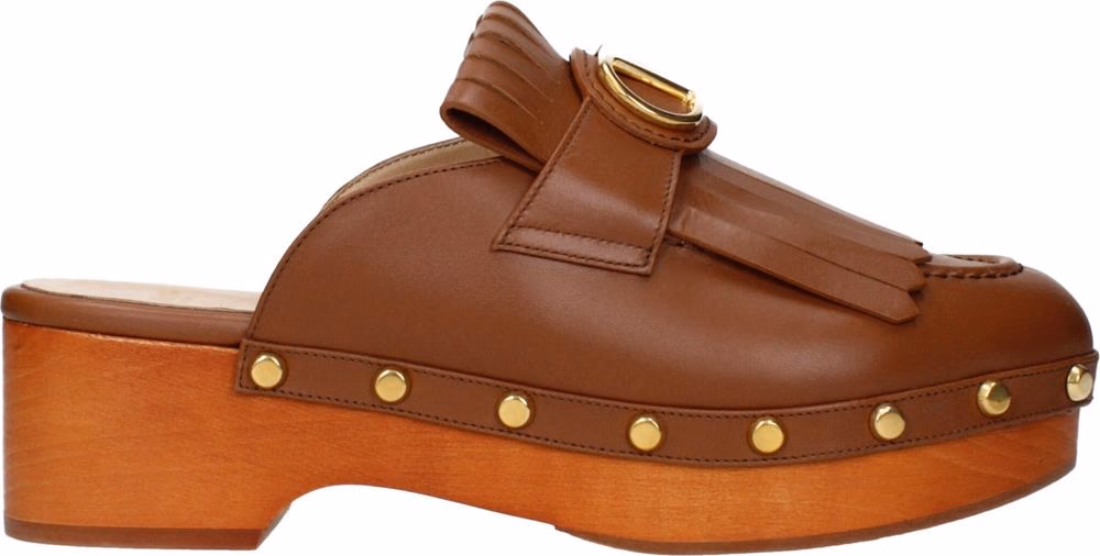 Valentino Garavani Brown Leather Slippers