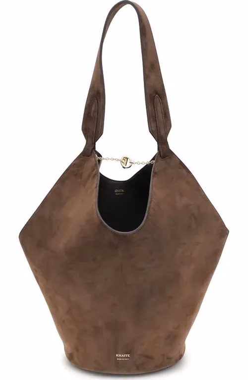 Khaite Brown Calf Leather Bos Taurus Shoulder Bag