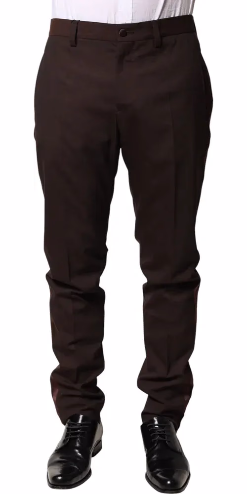 Dolce & Gabbana Brown Polyester Men Dress Trousers Pants