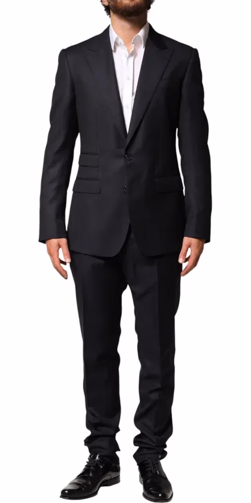 Dolce & Gabbana Black Wool Single Breasted Men 2 Piece Suit