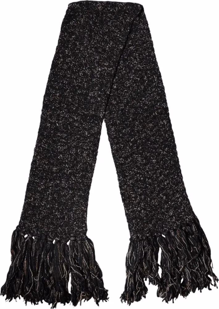 Dolce & Gabbana Black Wool Fringes Neck Wrap Foulard Scarf