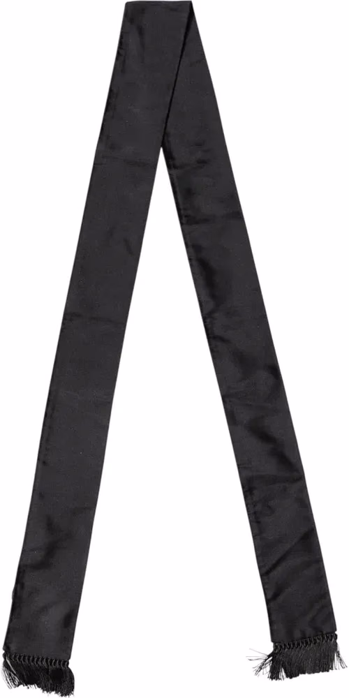 Dolce & Gabbana Black Silk Fringes Neck Wrap Foulard Scarf