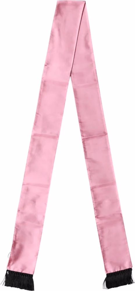 Dolce & Gabbana Pink Silk Fringes Neck Wrap Foulard Scarf