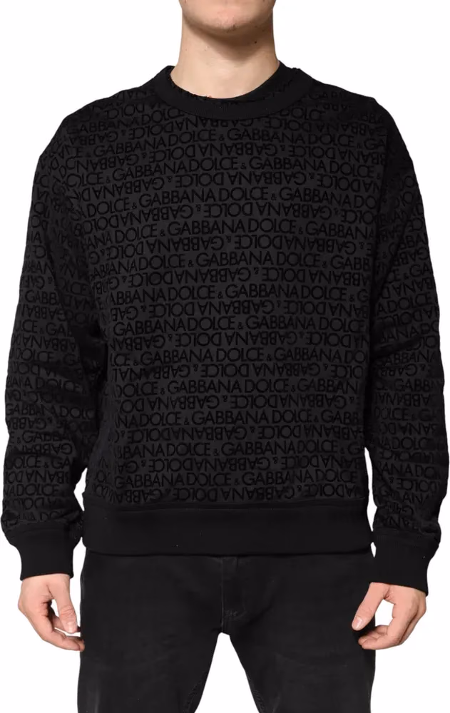 Dolce & Gabbana Black Monogram Crew Neck Sweatshirt Sweater
