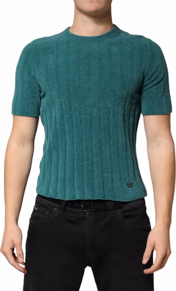 Dolce & Gabbana Dark Green Cotton Blend Men Crew Neck T-shirt