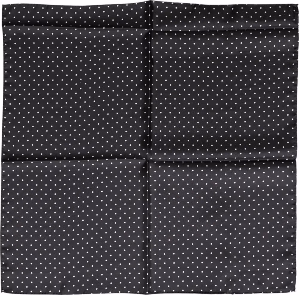 Dolce & Gabbana Black Polka Dot Silk Square Foulard Scarf
