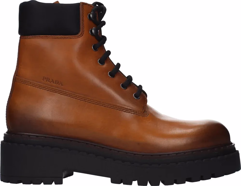 Prada Brown Leather Ankle Boots