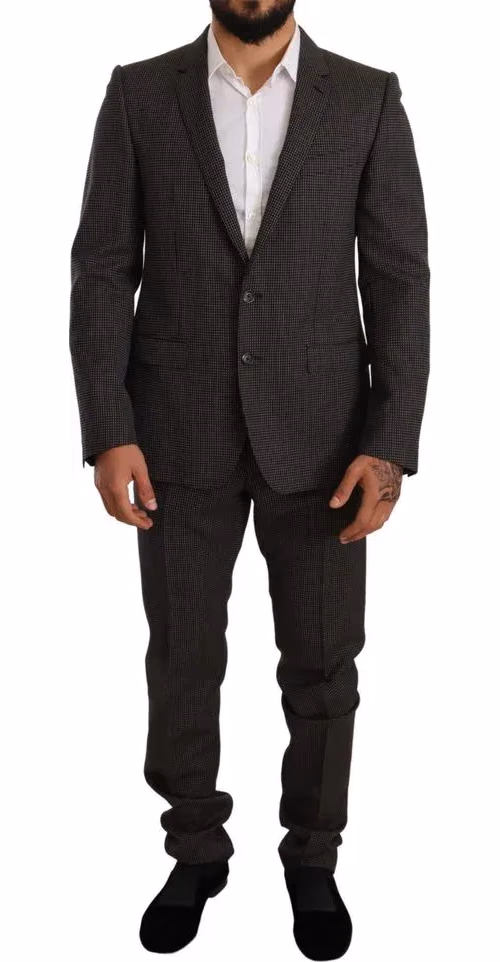Dolce & Gabbana Black Virgin Wool Two-Piece Suit